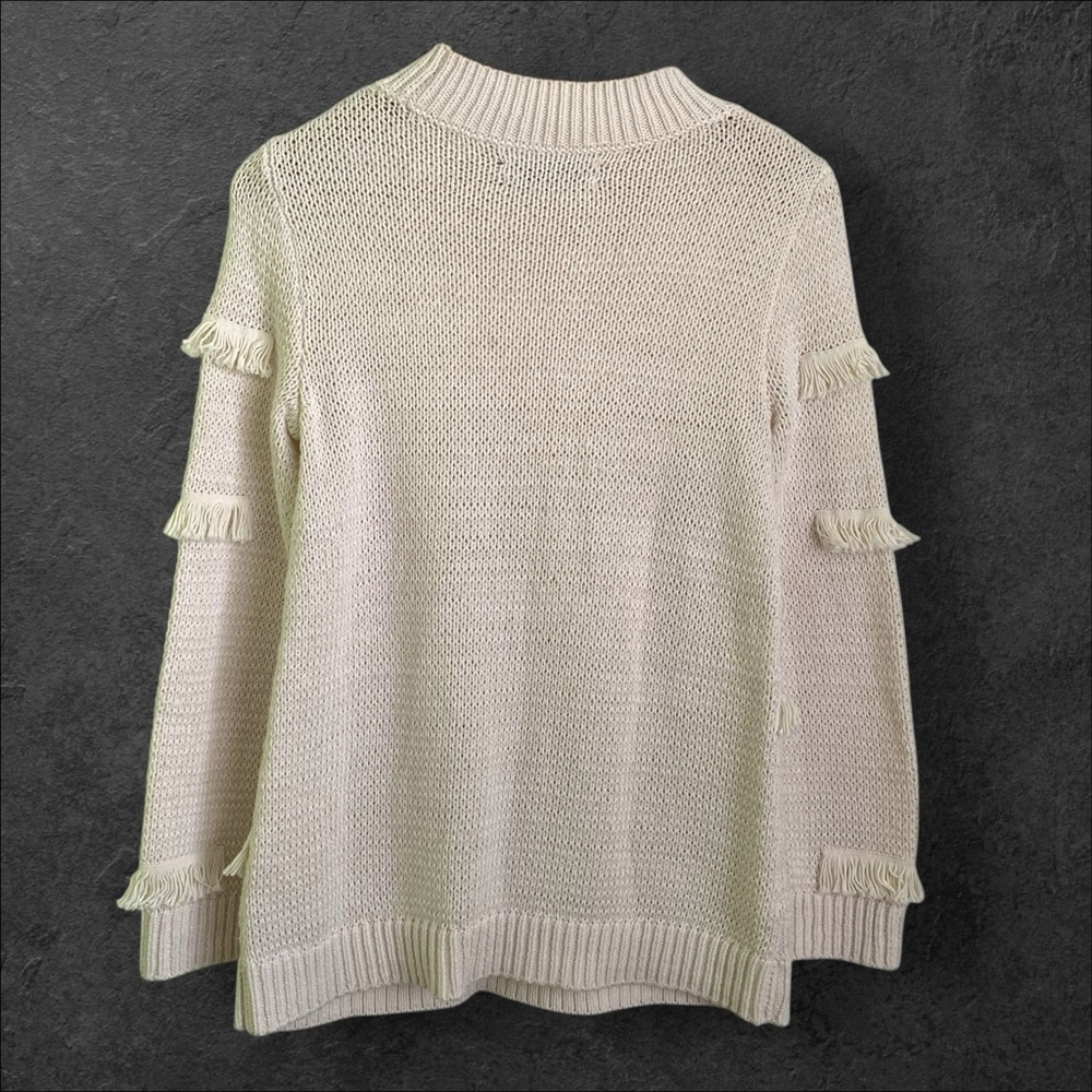 LOFT Cream Fringe Sweater - Picture 5 of 8